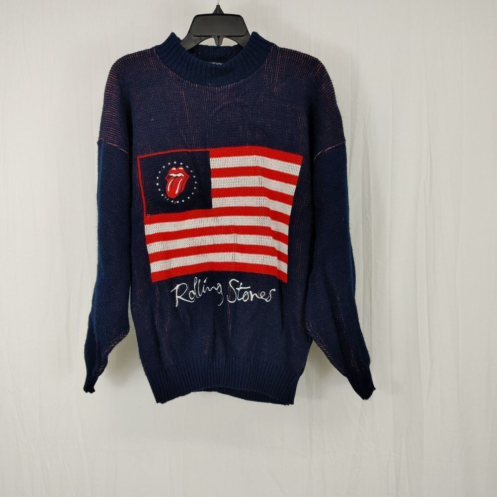 The Rolling Stones Navy and Red Crewneck Sweater